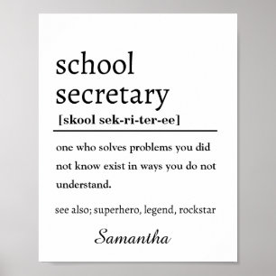 Affiche Œuvre d'art personnalisée pour secrétaire d'école