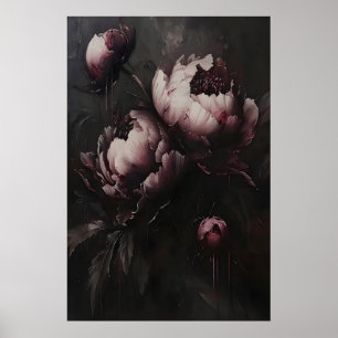 Affiche Œuvre d'art Pivoine Sombre Fleurie Nature morte d'