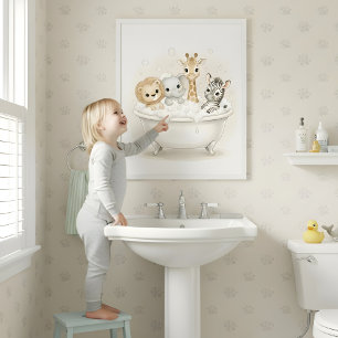 Affiche Œuvre d'art pour salle de bain pour enfants Safari