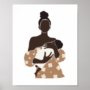 Affiche Œuvre d'art représentant une mère noire abstraite 