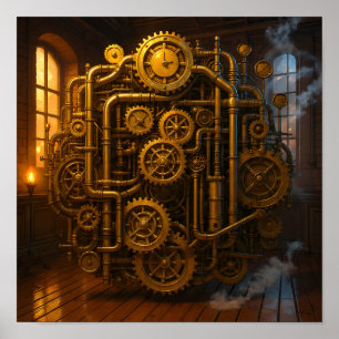 Affiche Œuvre d'art sur toile Steampunk Salle de Contrôle