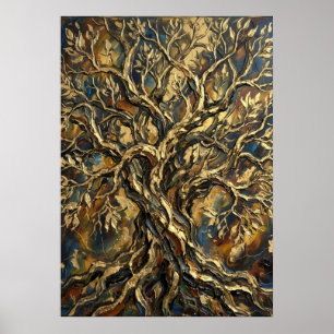 Affiche Œuvre d'art texturée de l'Arbre de Vie