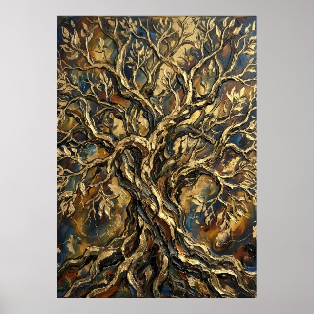 Affiche Œuvre d'art texturée de l'Arbre de Vie (Devant)