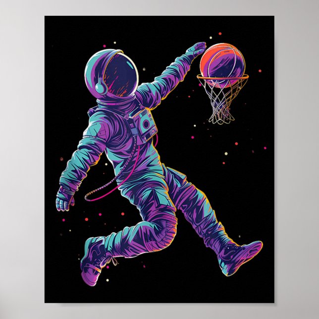 Affiche OEuvre de basket-ball L'astronaute Slam Dunk Bball (Devant)