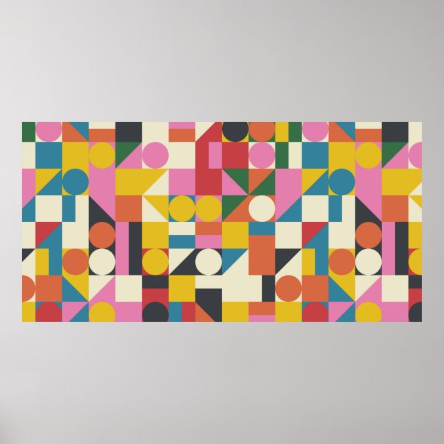 Affiche OEuvre de composition Bauhaus réalisée avec la plu (Devant)