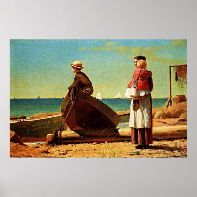 Affiche OEuvre de Winslow Homer, Papa vient (Devant)