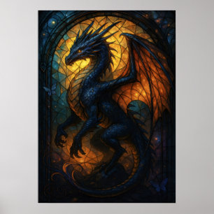 Affiche Oeuvre d'Imaginaire de dragon de verre tendu
