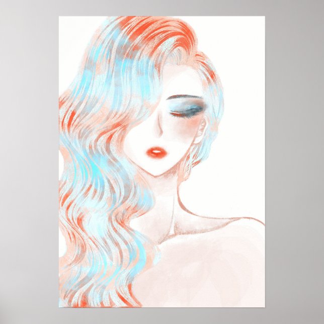 Affiche OEuvre d'une fille couleur néon (Devant)