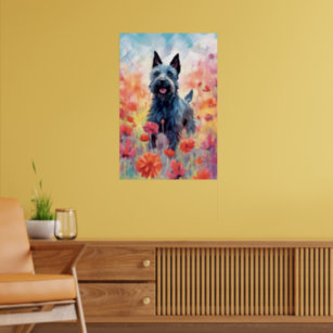 Affiche OEuvre écossaise en aquarelle colorée Terrier