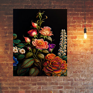 Affiche Oeuvre florale de bouquet rose