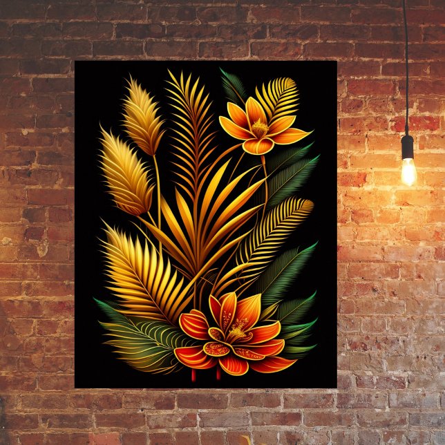Affiche Oeuvre Florale Orange Tropical (Créateur téléchargé)