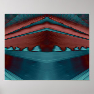 Affiche OEuvre futuriste cool et tendance en rouge et bleu