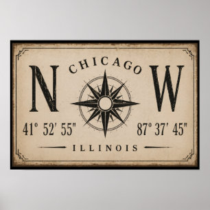 Affiche Œuvre murale coordonnée vintage de Chicago