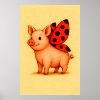 Affiche OEuvre murale de cochon, OEuvres de Ladybug