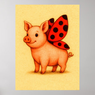 Affiche OEuvre murale de cochon, OEuvres de Ladybug