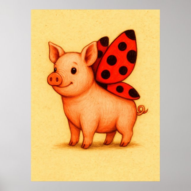 Affiche OEuvre murale de cochon, OEuvres de Ladybug (Devant)