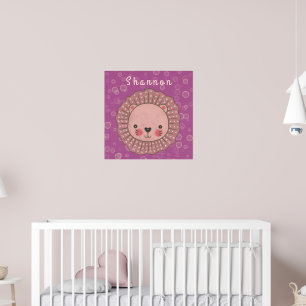 Affiche OEuvre murale de Lion personnalisée pour enfants