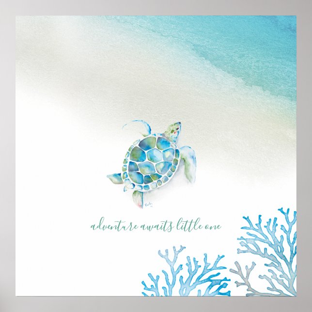 Affiche OEuvre murale de tortue de mer pour pépinière (Devant)