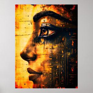 Affiche Œuvre murale du pharaon égyptien doré – Histoire a