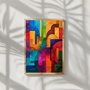 Affiche OEuvre murale géométrique colorée - Décor intérieu