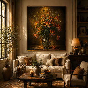 Affiche Œuvre murale Lily flamme – Peinture à l'huile flor