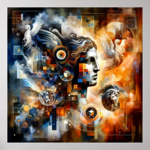 Affiche Oeuvre numérique Profil humain stoïque Pos juxtapo