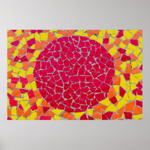 Affiche OEuvre rouge, orange et jaune