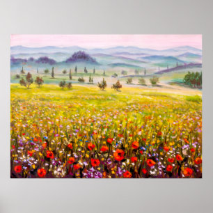 Affiche Oeuvre Toscane italienne cyprès paysage avec m