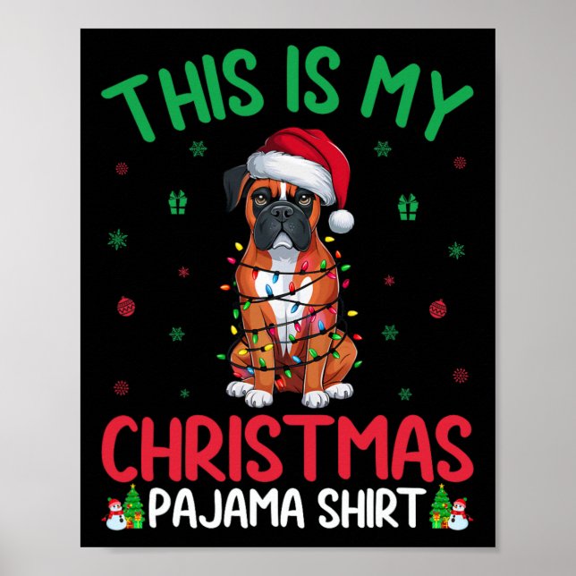 Affiche OEuvres d'arbre de Noël moche Père Noël Boxe Chien (Devant)