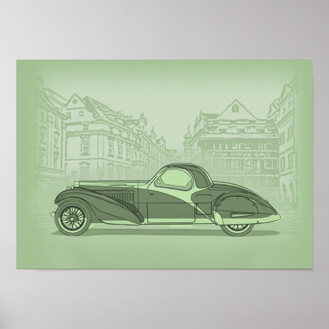 Affiche Œuvres d'art de voiture rétro (Devant)