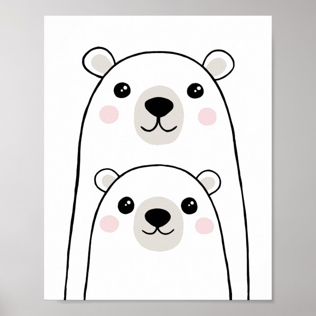 Affiche Œuvres d'art murales d'ours mignons pour enfants (Devant)