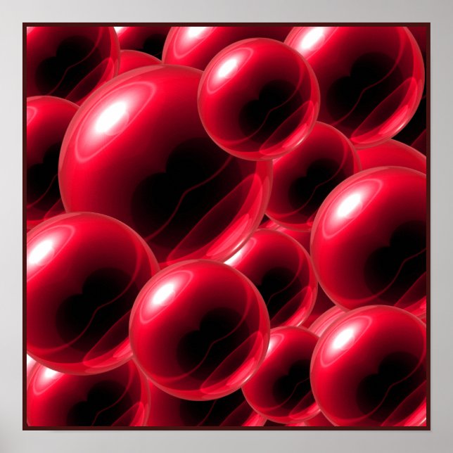 Affiche Œuvres d'art murales en acrylique Sphères Rouges F (Devant)
