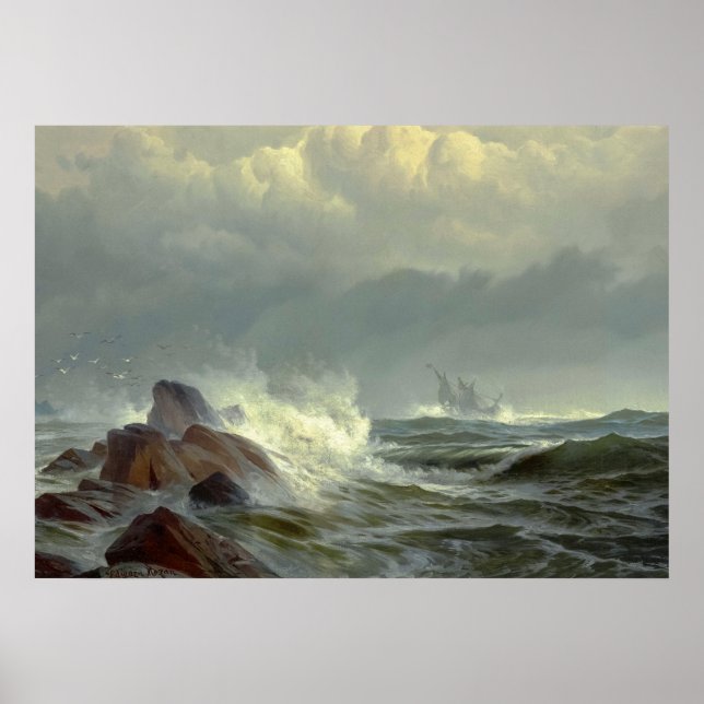 Affiche Off Norman's Woe, 1872 par Edward Moran (Devant)