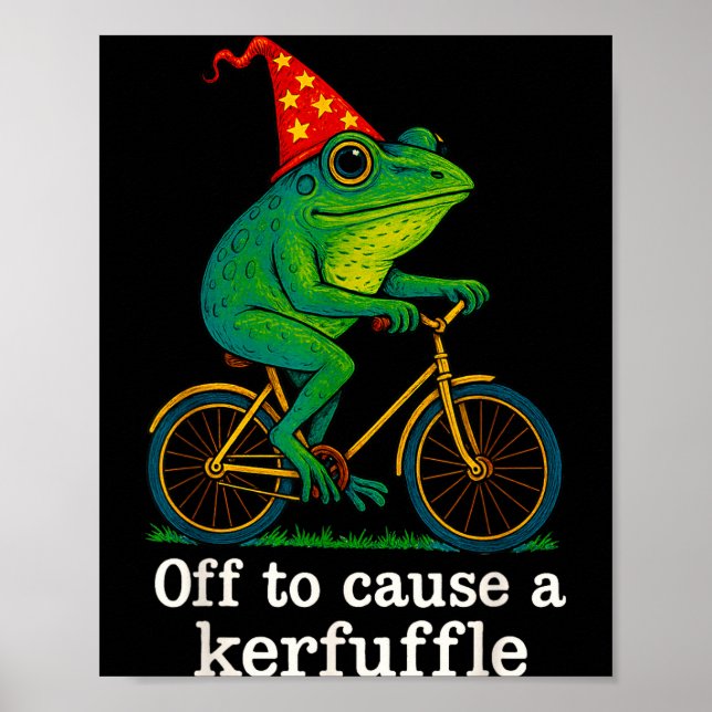 Affiche Off To Cause A Kerfuffle Funny Frog Wizard Bicycle (Devant)