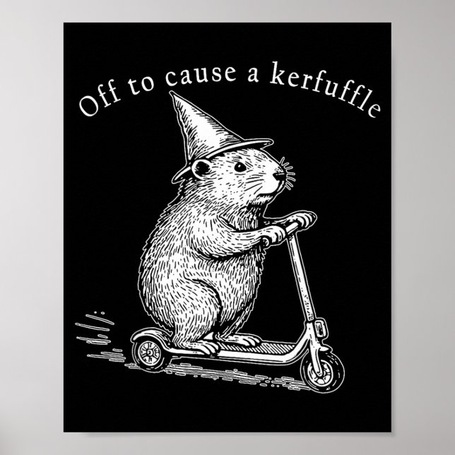 Affiche Off To Cause A Kerfuffle Funny Groundhog Scooter _ (Devant)