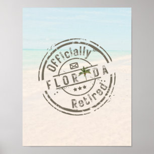 Affiche Officiellement à la retraite sur la plage tropical