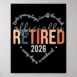 Affiche Officiellement Retraité 2025 Chemise Cœur Pour Fem