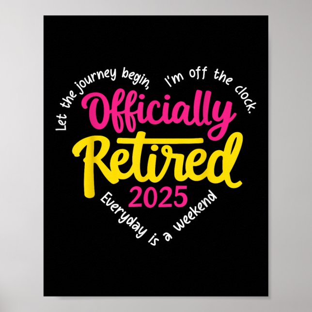 Affiche Officiellement Retraité 2025 Heart Men Femmes (Devant)
