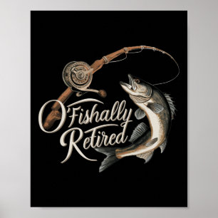 Affiche Officiellement Retraité Pêche O-poisson-iellement