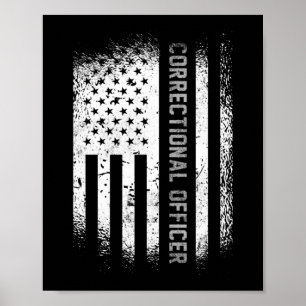 Affiche Officier correctionnel Drapeau américain Mince Arg