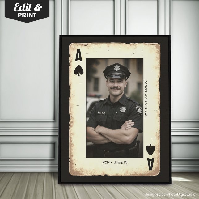 Affiche Officier de police sur mesure Cadeau Mur Art, l'as (Custom Police Officer Gift Wall Art, Ace of Spades Poster)