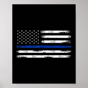 Affiche Officier de police Us Usa Drapeau Américain Ligne