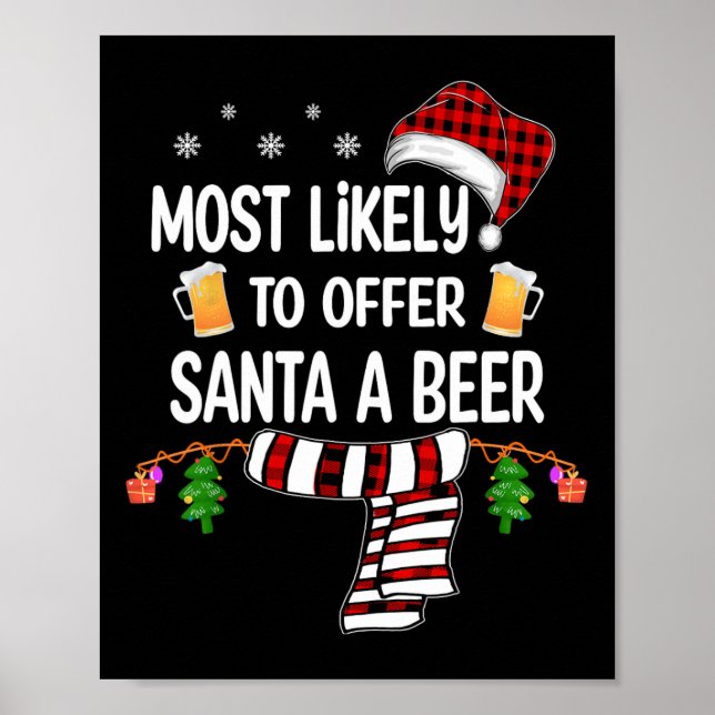 Affiche Offre Probable À Père Noël Un Fun De Bière Noël En (Devant)