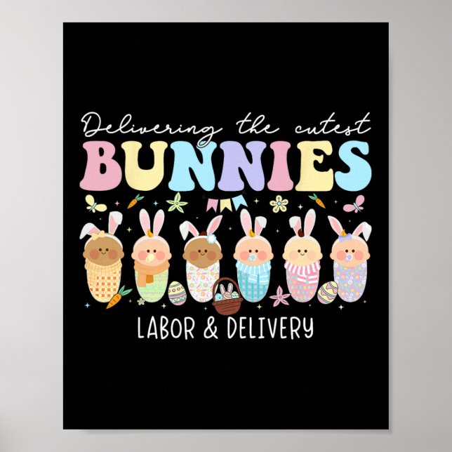 Affiche Offrir Les Plus Cuttes Bunnies Pâques Travail Et D (Devant)