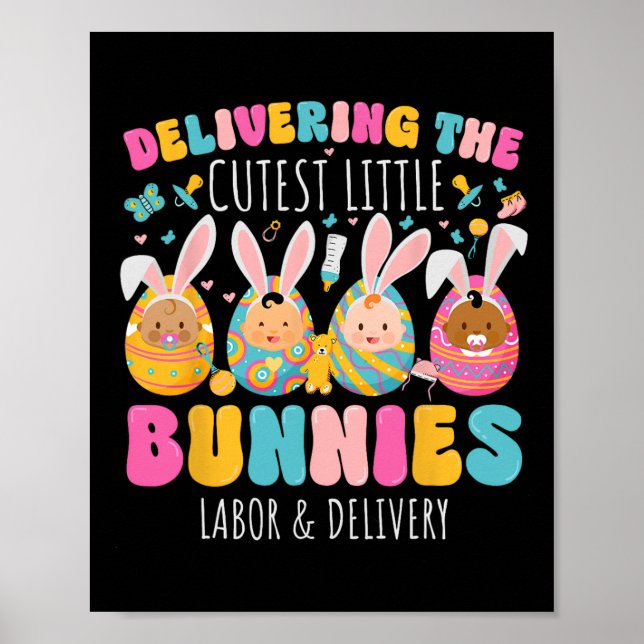 Affiche Offrir Les Plus Cuttes Bunnies Pâques Travail Et D (Devant)