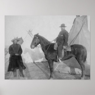 Affiche Oglala Chef "Ours rocheux" avec blanc