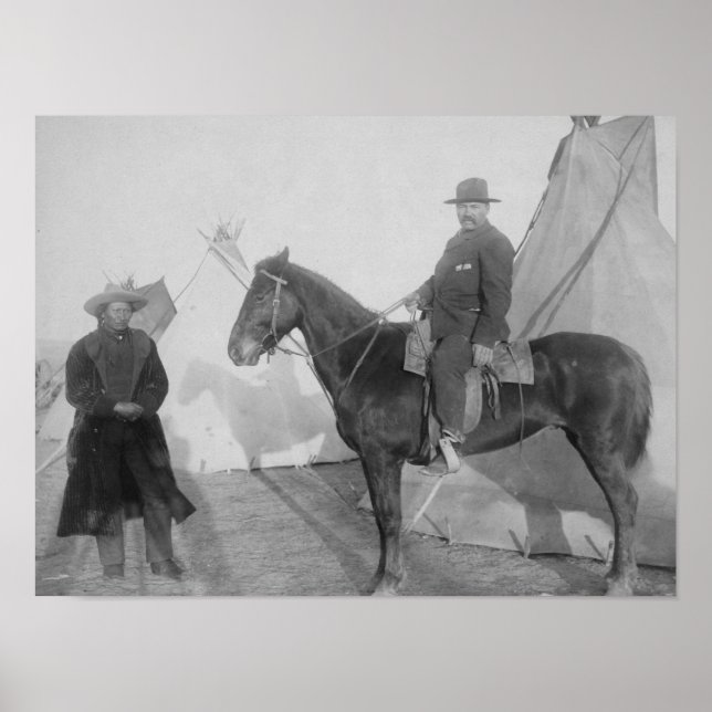 Affiche Oglala Chef "Ours rocheux" avec blanc (Devant)