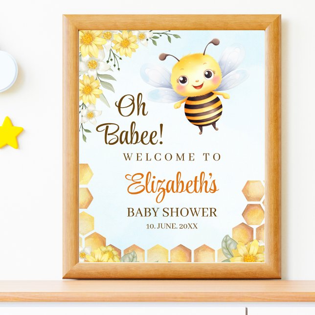 Affiche Oh Babee, Baby shower with Wild bee (Créateur téléchargé)