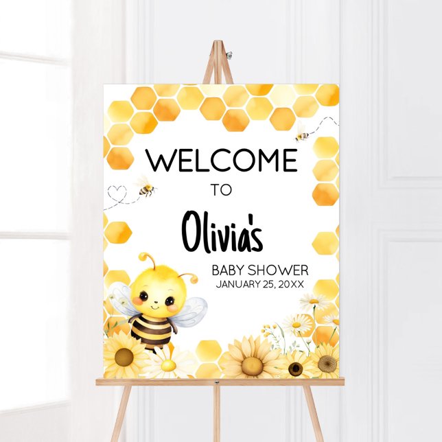 Affiche Oh Babee Bee Baby shower Bienvenue (Oh Babee Baby Shower Welcome Sign)