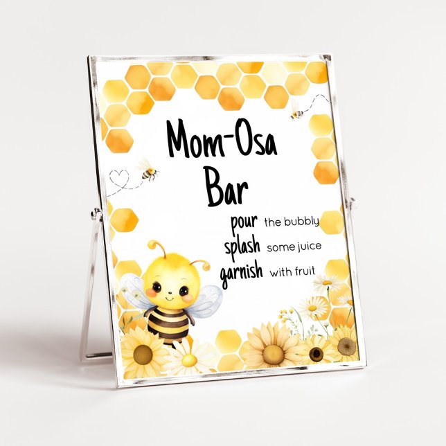 Affiche Oh Babee Bee Baby shower Maman Osa Bar (Oh Babee Baby Shower Mom Osa Bar Sign)
